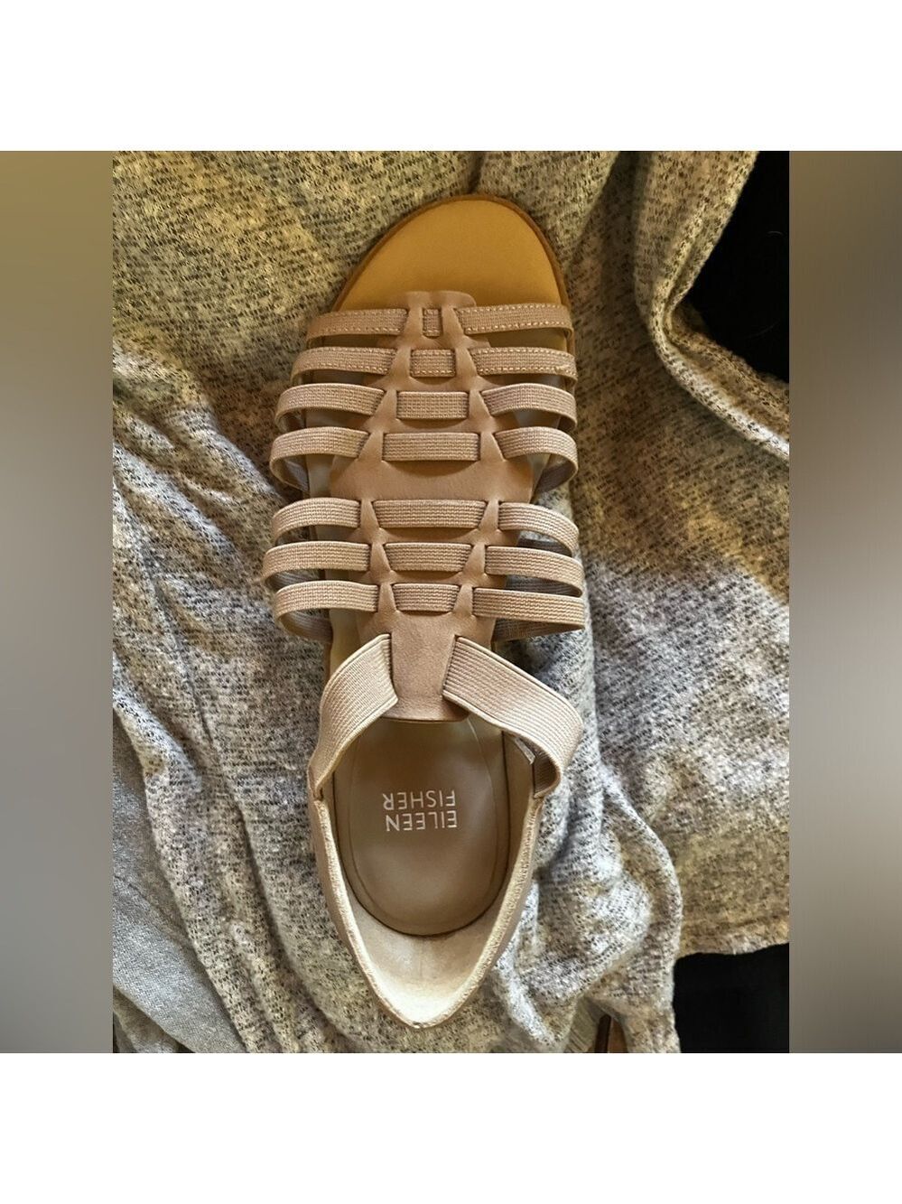 🔥NEW🔥 Eileen Fisher Rato Honey Tumbled Nubuck Leather Slip On Sandals W7 - Picture 5 of 12